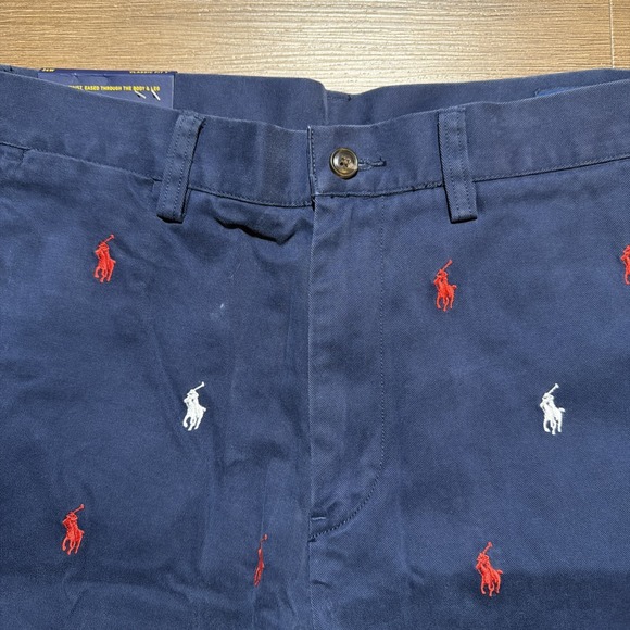 NWT Polo Ralph Lauren Men's 34 Navy All Over Pony Classic Fit 9" Shorts Navy Red - Picture 5 of 10